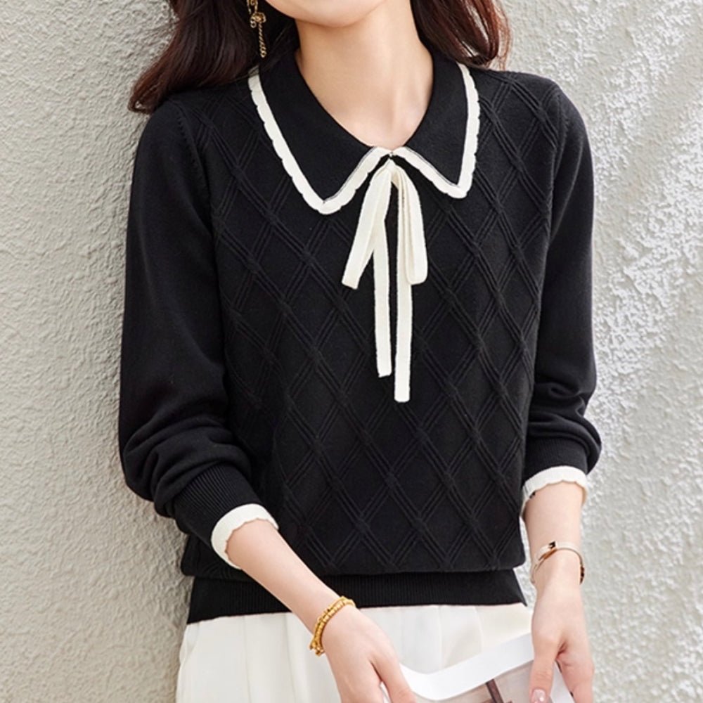 襟付きリボンニット｜オフィスカジュアル レディース 通販【ミレジェネ】