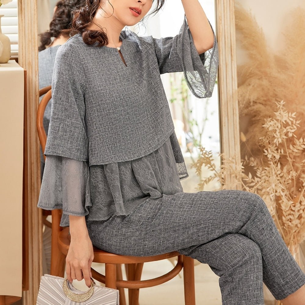 ペプラムオーガンジーセットアップ｜オフィスカジュアル レディース 通販【ミレジェネ】