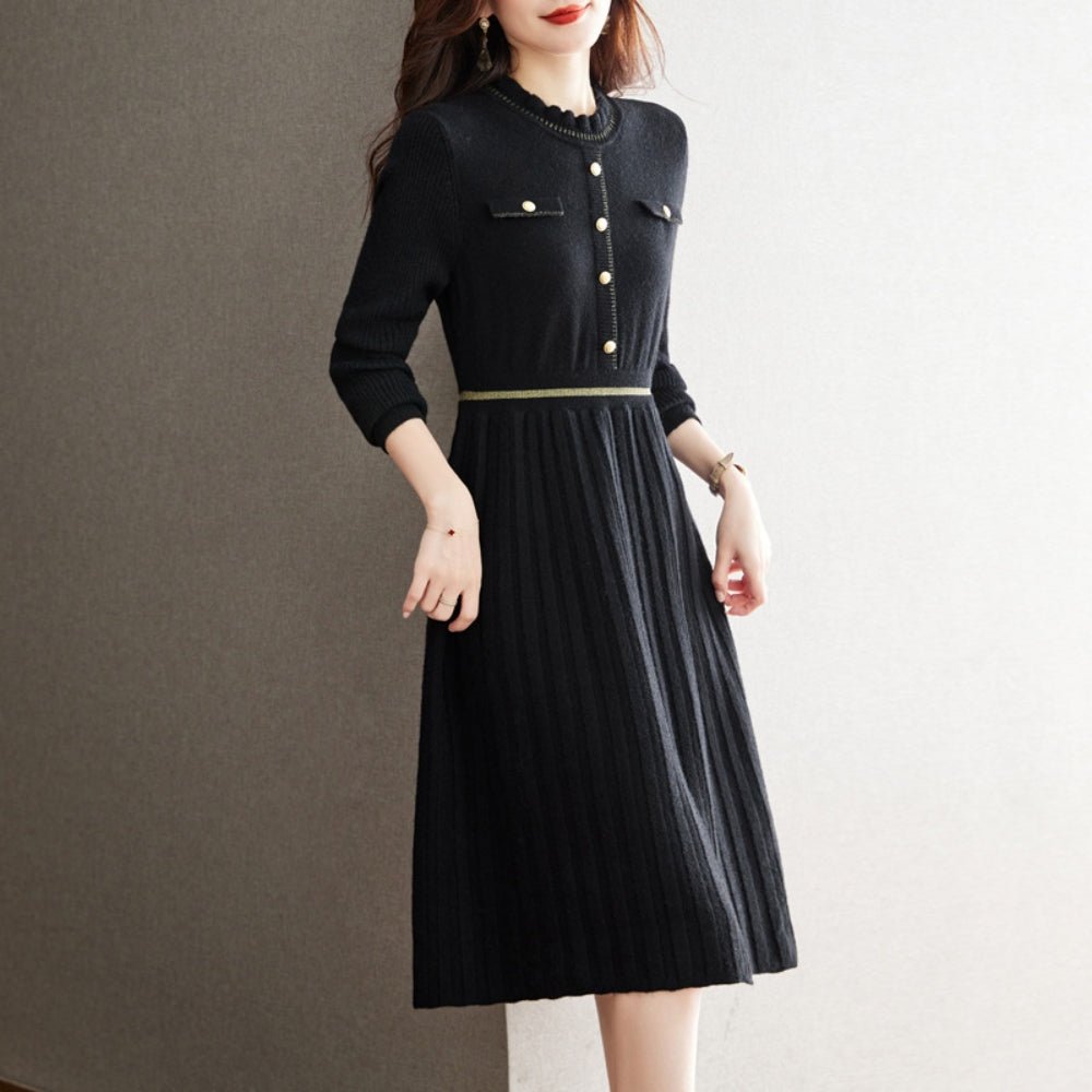 プリーツ切替ニットワンピース｜オフィスカジュアル レディース 通販【ミレジェネ】