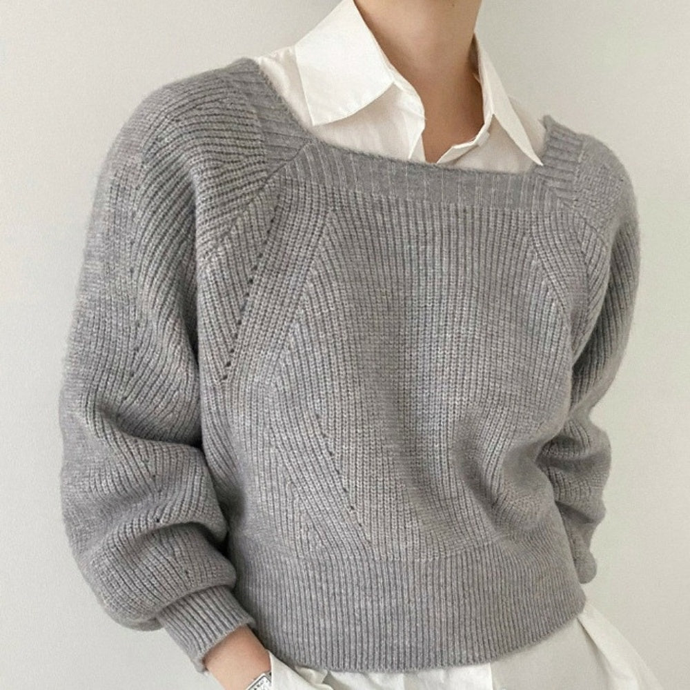 スクエアネックゆったりニットトップス｜オフィスカジュアル レディース 通販【ミレジェネ】