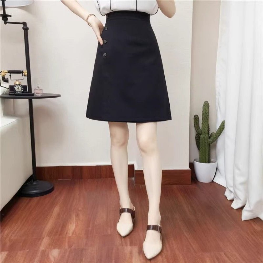【骨格ウェーブさんにおすすめ】サイドボタンラップスカート[ミレジェネ]｜オフィスカジュアル レディース 通販【ミレジェネ】
