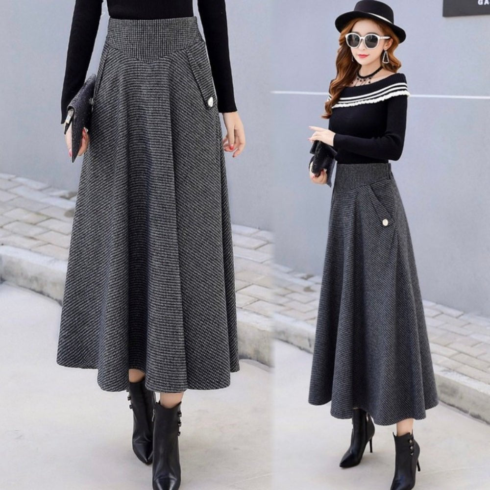 千鳥柄ハイウエストスカート｜オフィスカジュアル レディース 通販【ミレジェネ】