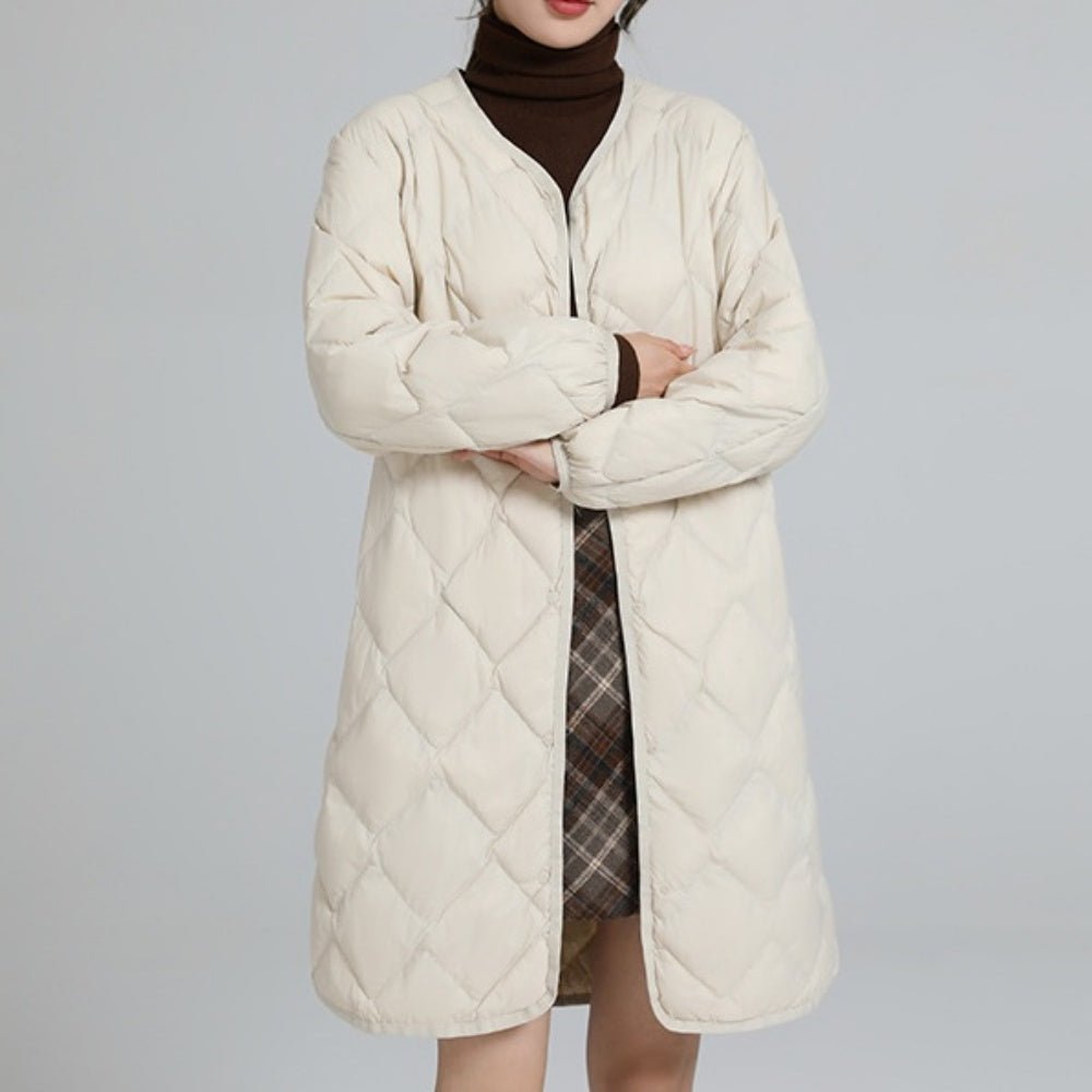 ラウンドネックミドル丈ダウンジャケット｜オフィスカジュアル レディース 通販【ミレジェネ】