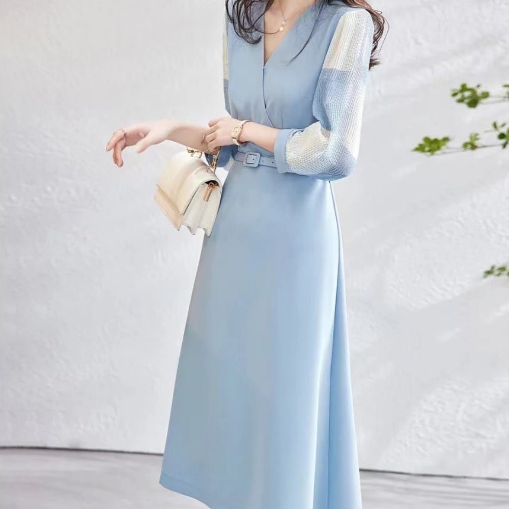 シフォンスリーブカシュクールワンピース｜オフィスカジュアル レディース 通販【ミレジェネ】