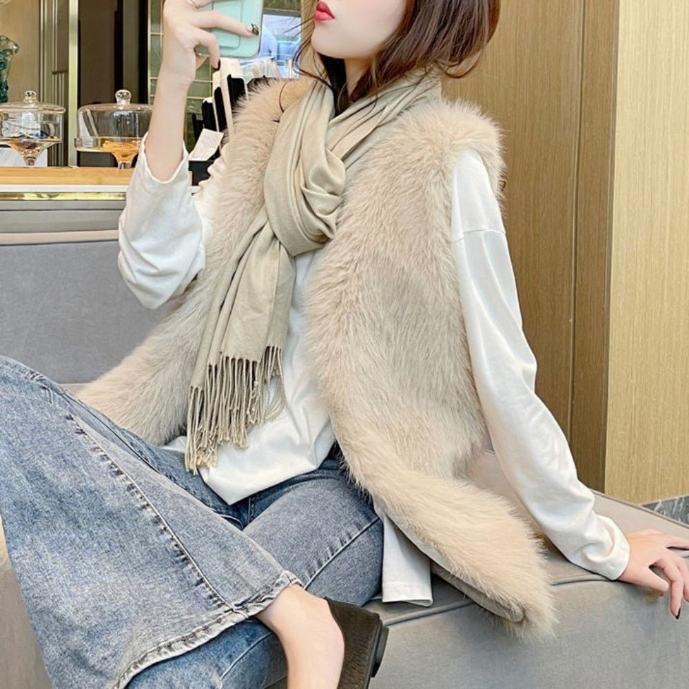 ミドル丈フェイクファーベスト｜オフィスカジュアル レディース 通販