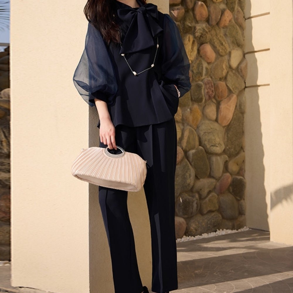 パフスリーブリボンセットアップ｜オフィスカジュアル レディース 通販【ミレジェネ】