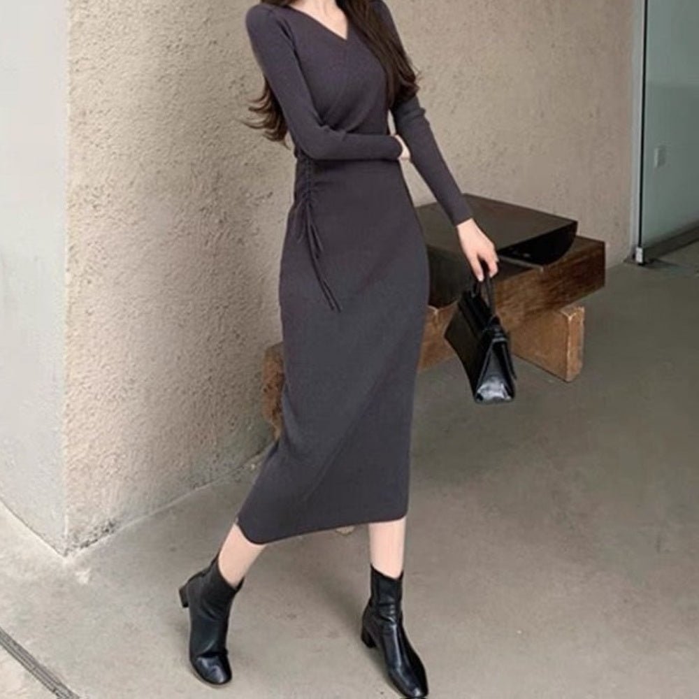 サイドレースアップニットワンピース｜オフィスカジュアル レディース 通販【ミレジェネ】