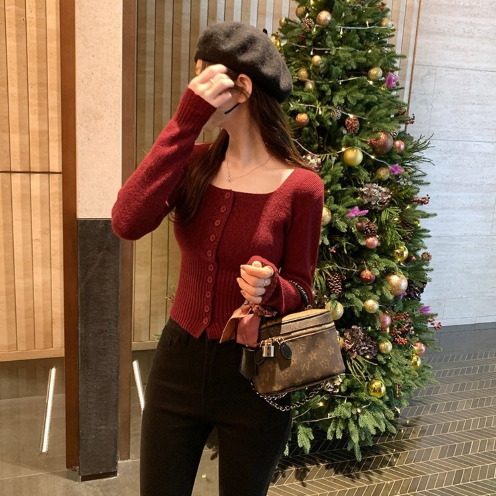 ベーシックスクエアネックカーディガン｜オフィスカジュアル レディース 通販【ミレジェネ】