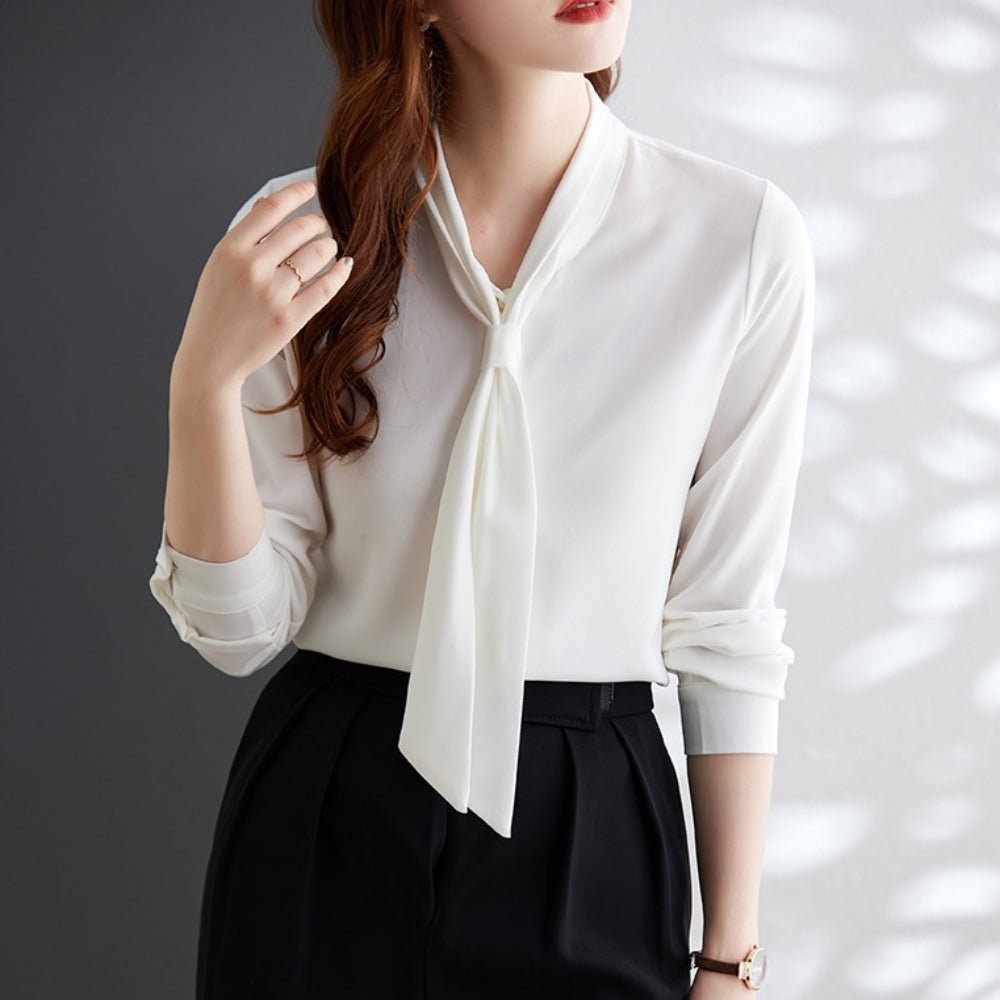 長袖ボウタイブラウス｜オフィスカジュアル レディース 通販【ミレジェネ】