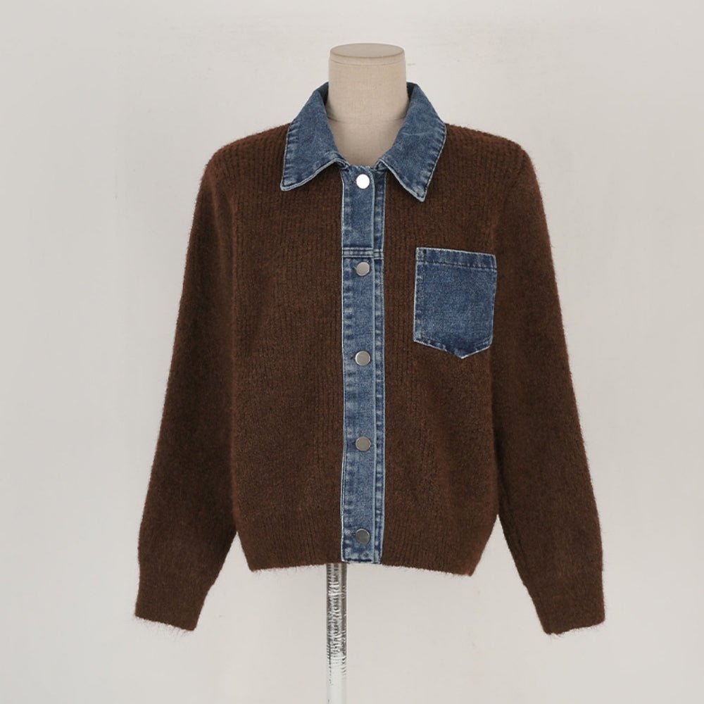 ニットデニム切替カーディガン｜オフィスカジュアル レディース 通販【ミレジェネ】