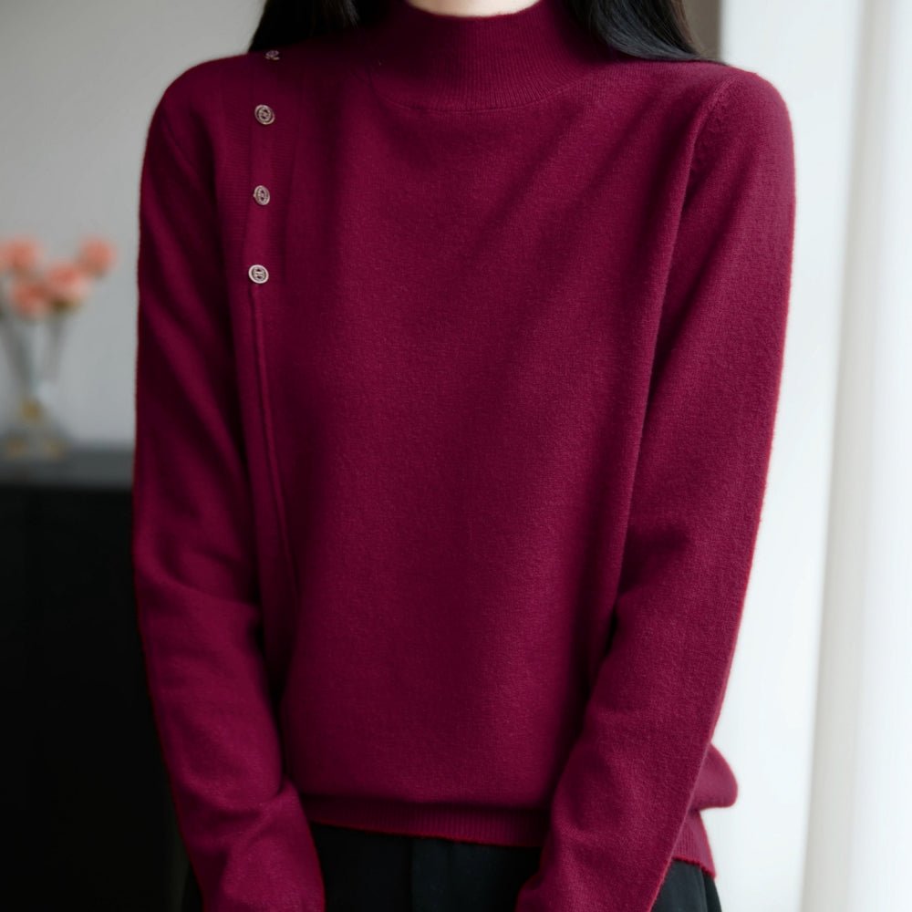 ハイネックボタンデザインニット｜オフィスカジュアル レディース 通販【ミレジェネ】