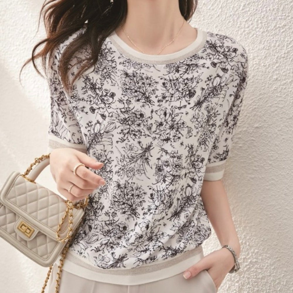 花柄シルキートップス｜オフィスカジュアル レディース 通販【ミレジェネ】