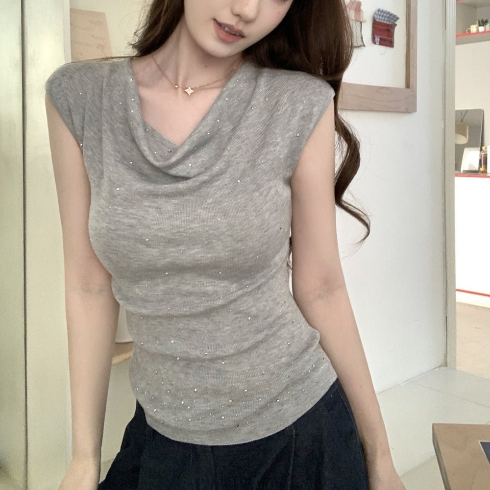 ストーン装飾カウルネックニットトップス｜オフィスカジュアル レディース 通販【ミレジェネ】