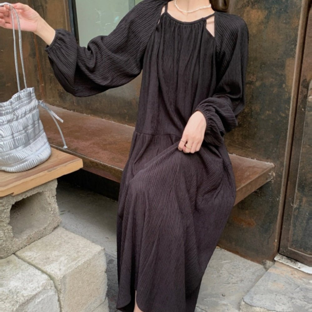 プリーツ加工長袖ワンピース｜オフィスカジュアル レディース 通販【ミレジェネ】