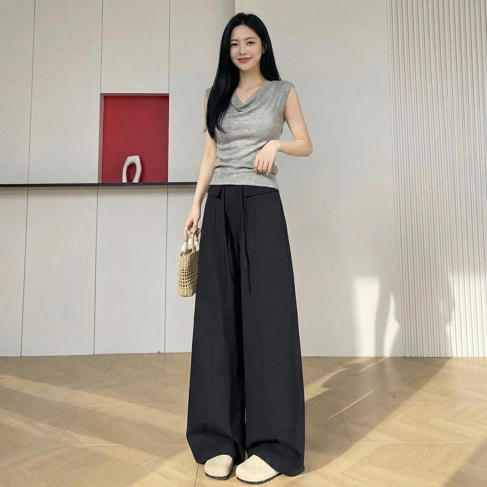 コットンリネンウエストアクセントワイドパンツ｜オフィスカジュアル レディース 通販【ミレジェネ】