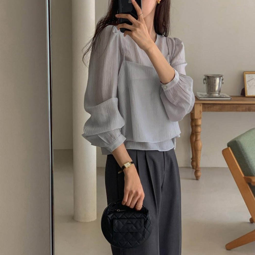 同素材キャミ付きブラウスアンサンブル｜オフィスカジュアル レディース 通販【ミレジェネ】