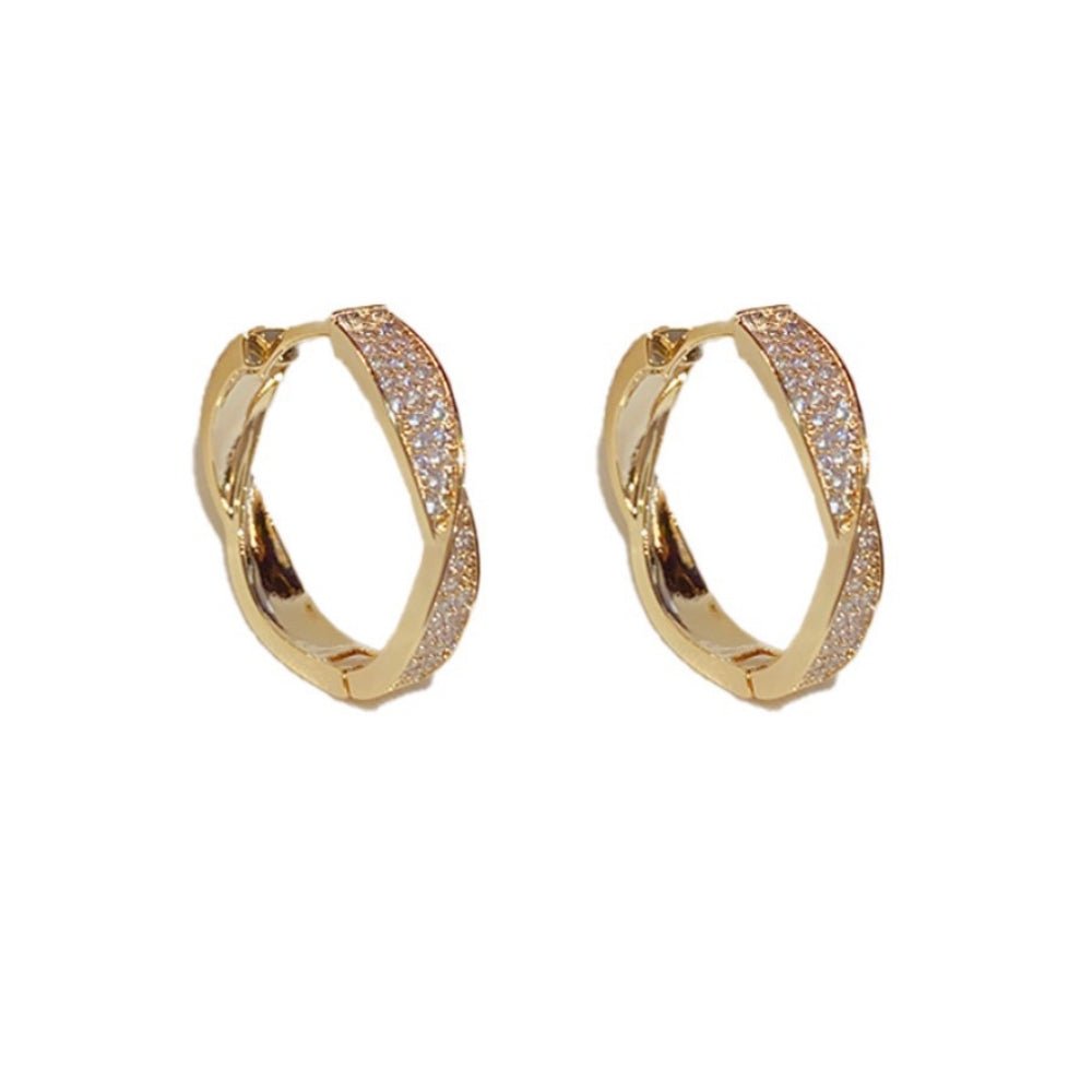 ツイストビジューフープピアス｜オフィスカジュアル レディース 通販【ミレジェネ】