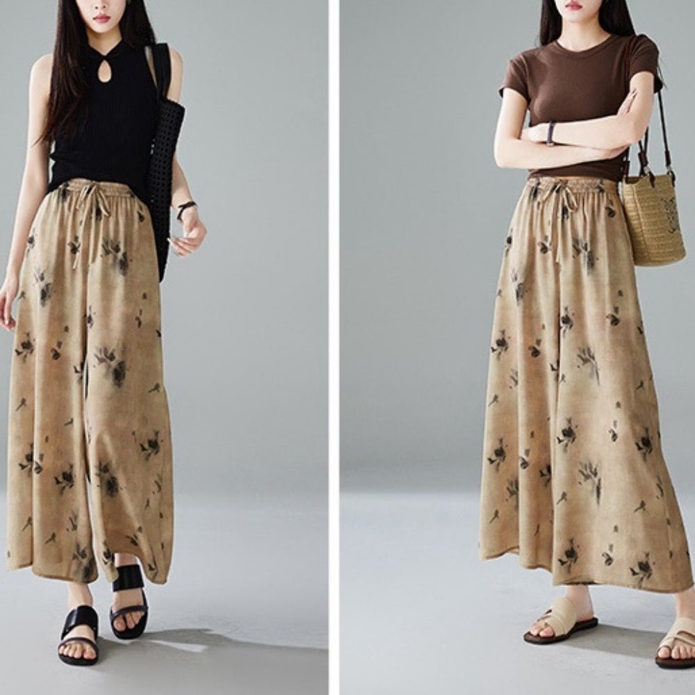 ウエストシャーリングリーフ柄パンツ｜オフィスカジュアル レディース 通販【ミレジェネ】