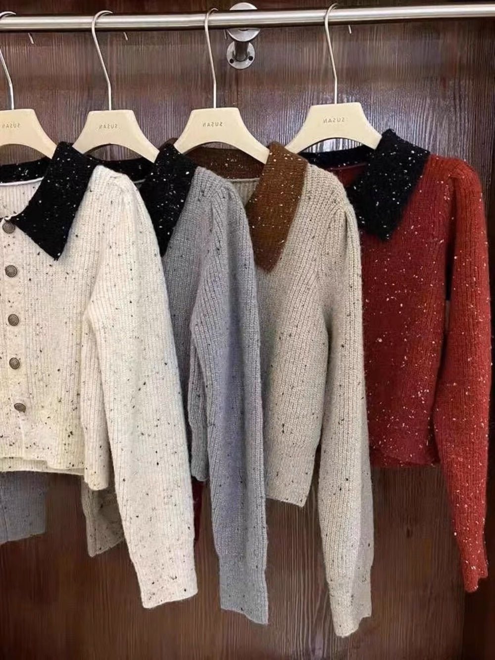 配色襟付きネップニットカーディガン｜オフィスカジュアル レディース 通販【ミレジェネ】