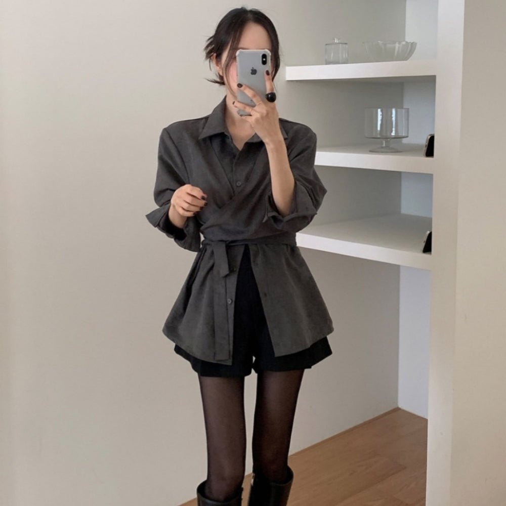 クロスストラップ付シャツ｜オフィスカジュアル レディース 通販【ミレジェネ】