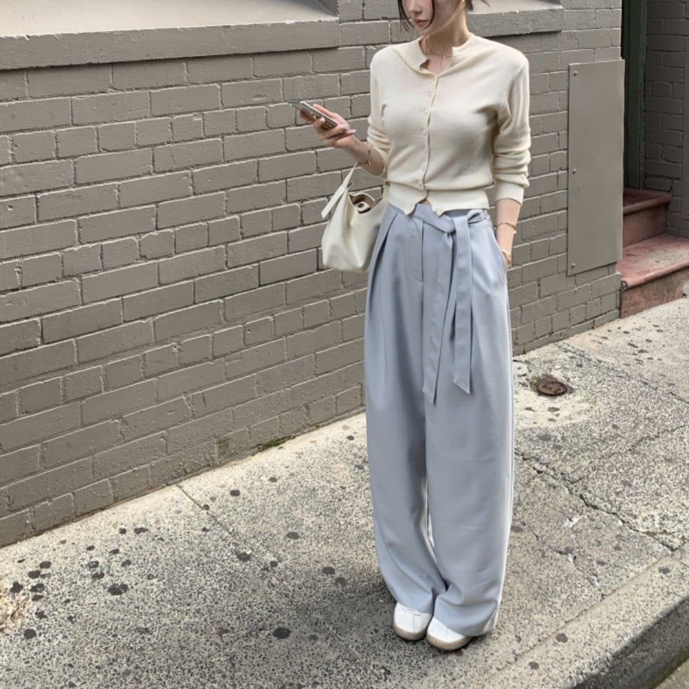 ロングベルト付きワイドストレートパンツ｜オフィスカジュアル レディース 通販【ミレジェネ】