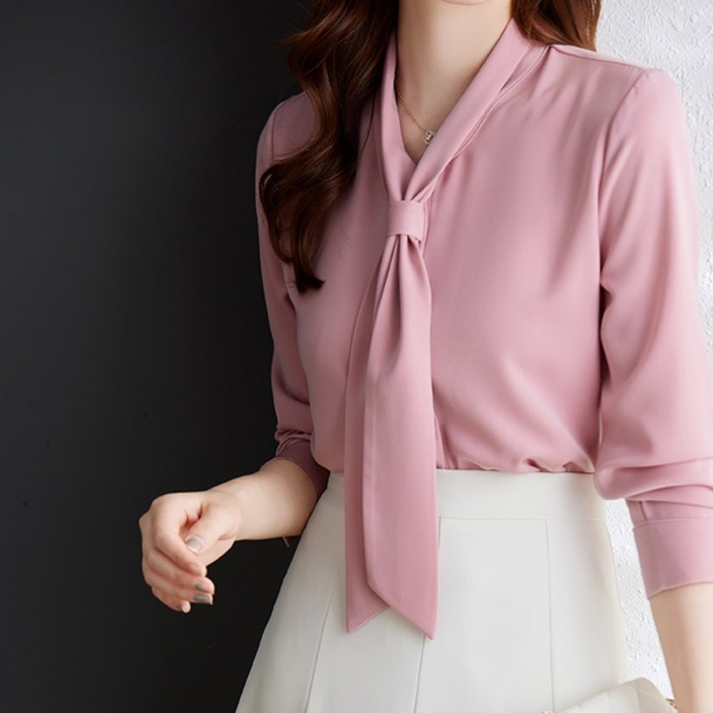 長袖ボウタイブラウス｜オフィスカジュアル レディース 通販【ミレジェネ】