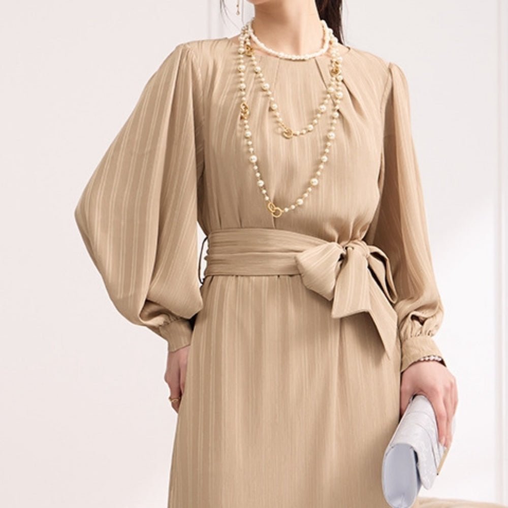 パフスリーブエレガントワンピース｜オフィスカジュアル レディース 通販【ミレジェネ】