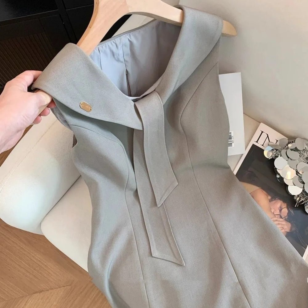 セーラーカラー ボウタイ付きノースリーブワンピース｜オフィスカジュアル レディース 通販【ミレジェネ】