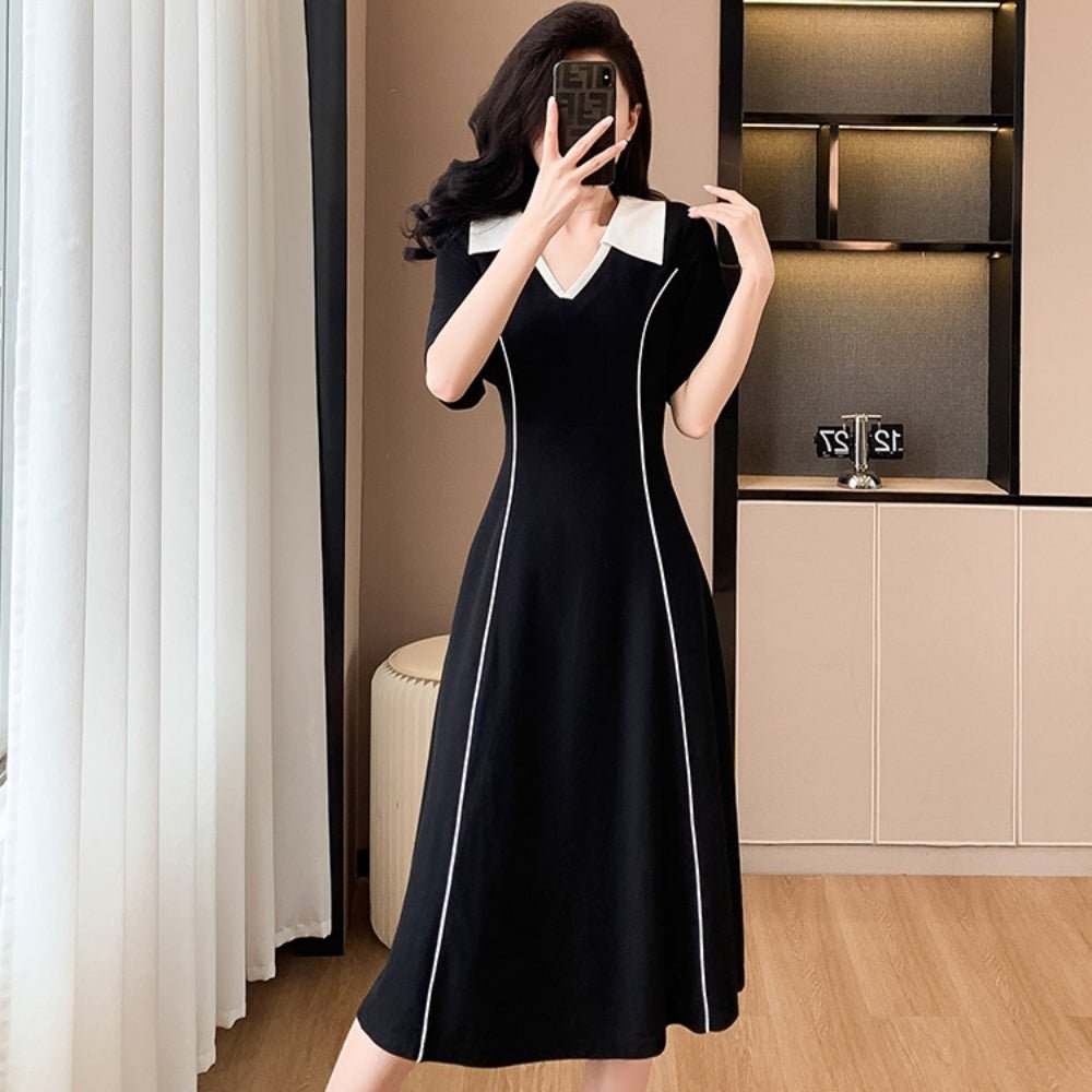 ウエストスリムバイカラーワンピース｜オフィスカジュアル レディース 通販【ミレジェネ】