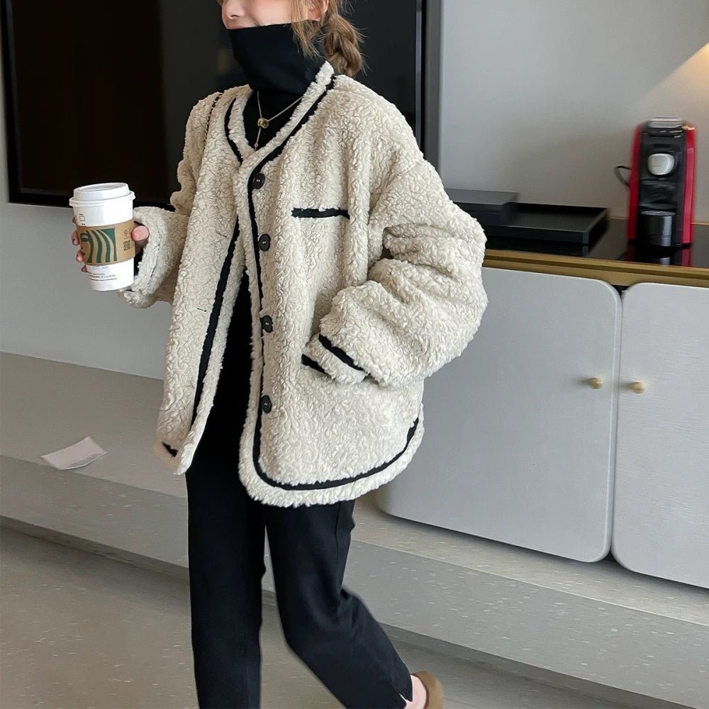 バイカラーボアアウター｜オフィスカジュアル レディース 通販