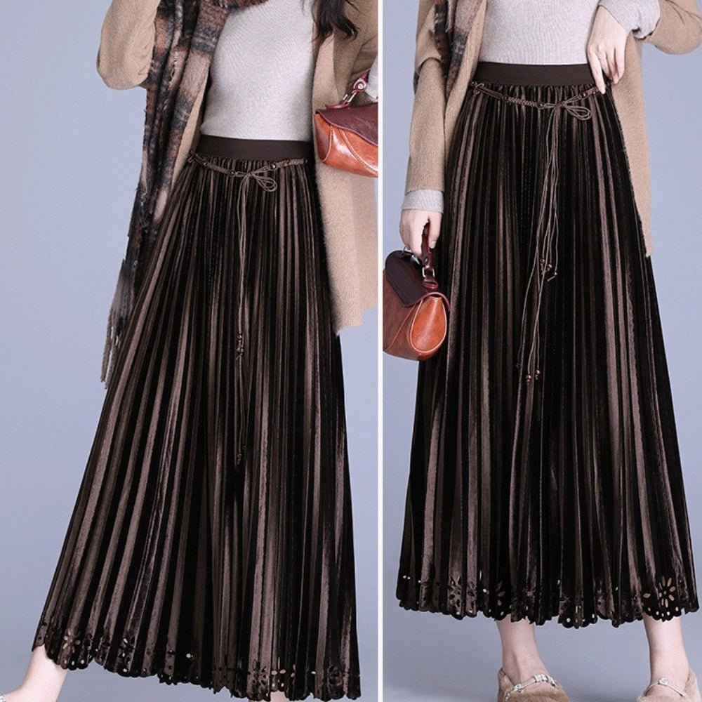 ベルベットプリーツロングスカート｜オフィスカジュアル レディース 通販【ミレジェネ】