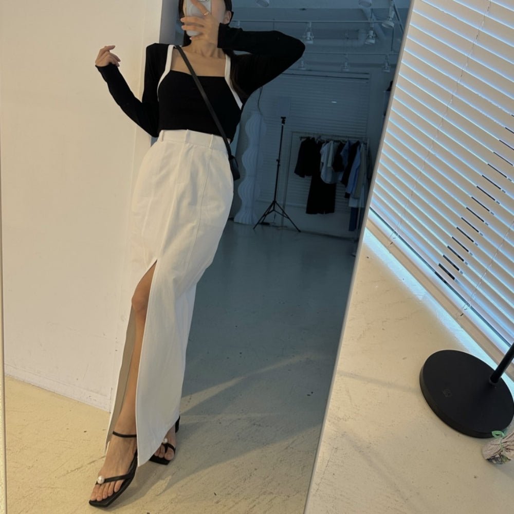 深スリット入りハイウエストスカート｜オフィスカジュアル レディース 通販【ミレジェネ】