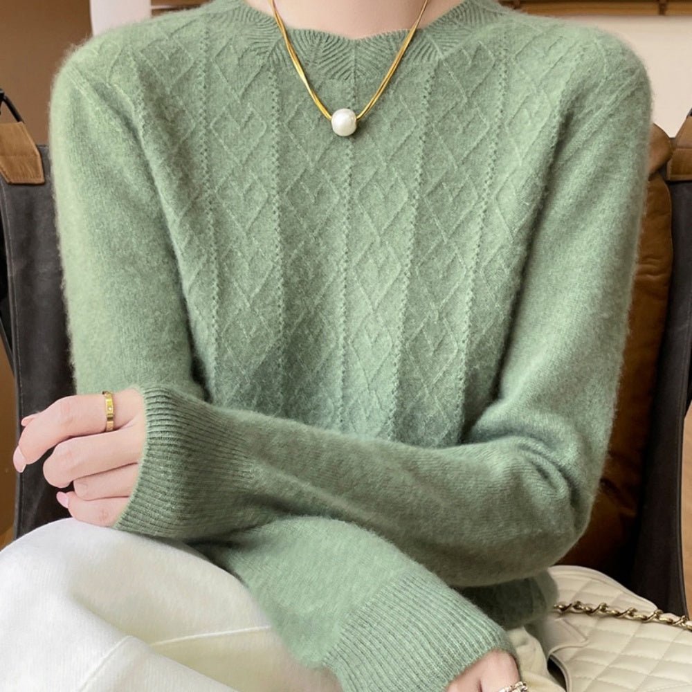 ラウンドネックダイヤ模様ニット｜オフィスカジュアル レディース 通販【ミレジェネ】