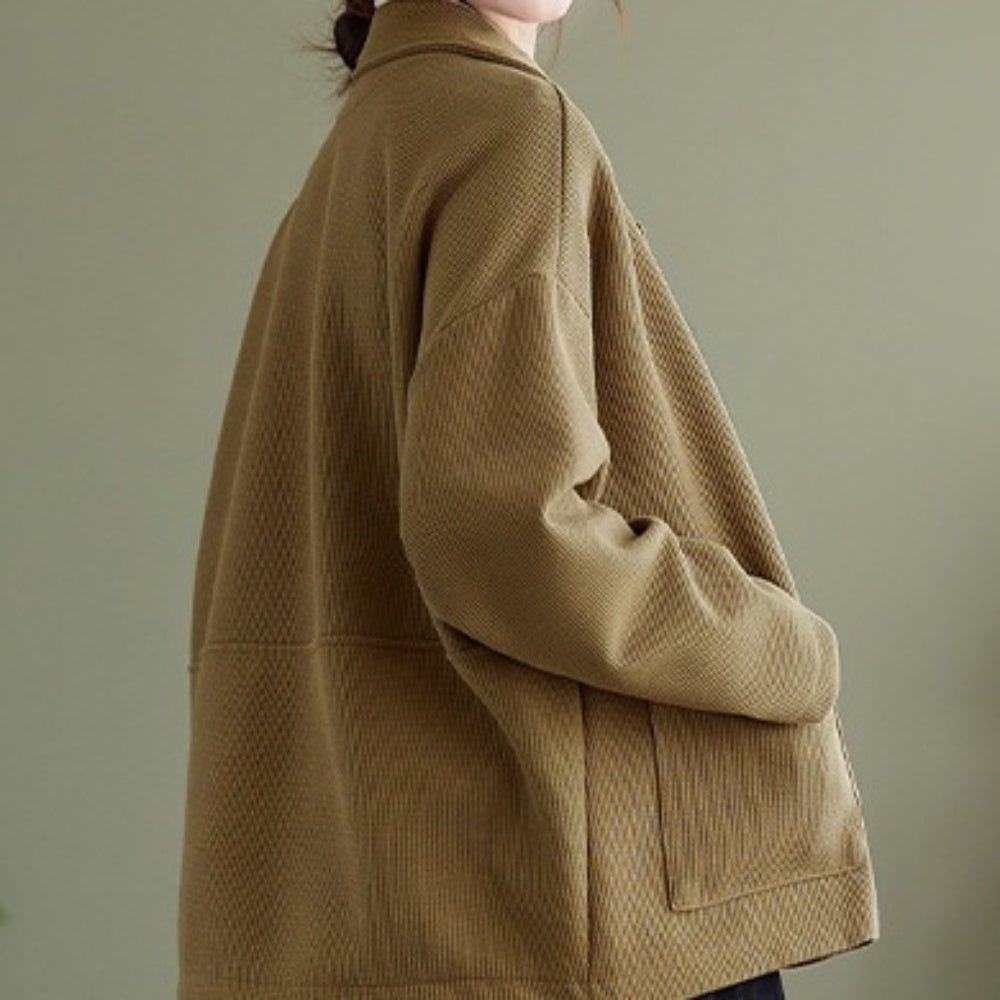 ワッフル生地テーラードカラーゆったりジャケット｜オフィスカジュアル