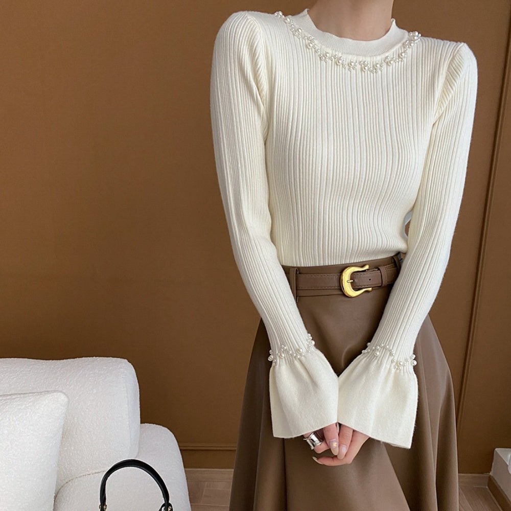 パール付スリムニット｜オフィスカジュアル レディース 通販【ミレジェネ】