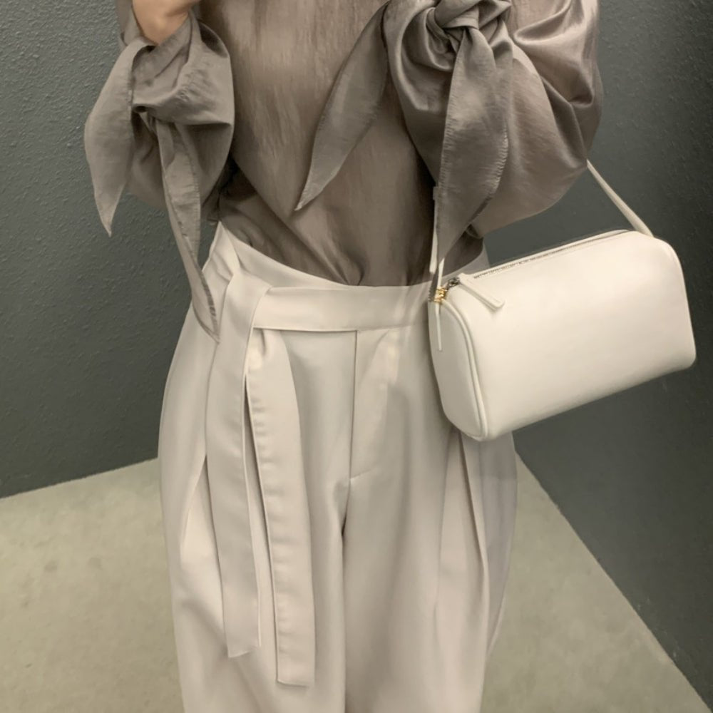 ロングベルト付きワイドストレートパンツ｜オフィスカジュアル レディース 通販【ミレジェネ】