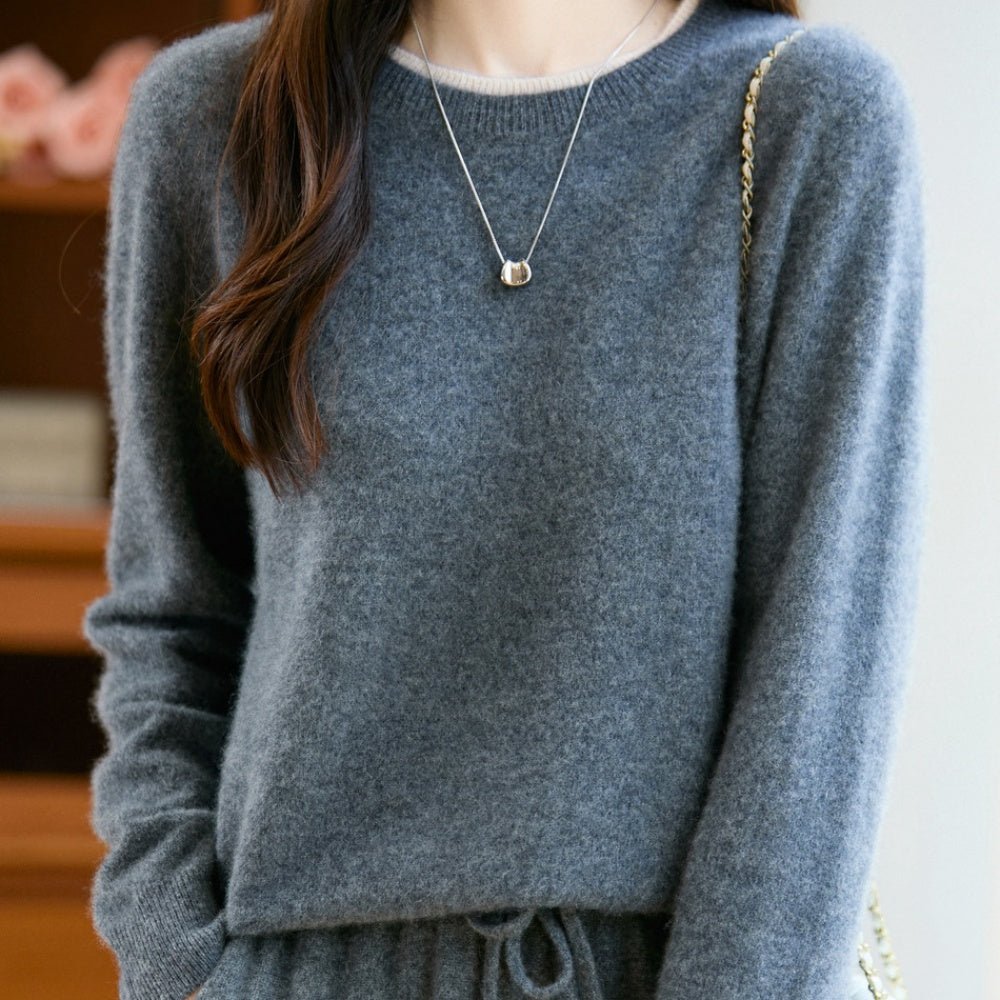 首元バイカラーニット｜オフィスカジュアル レディース 通販【ミレジェネ】