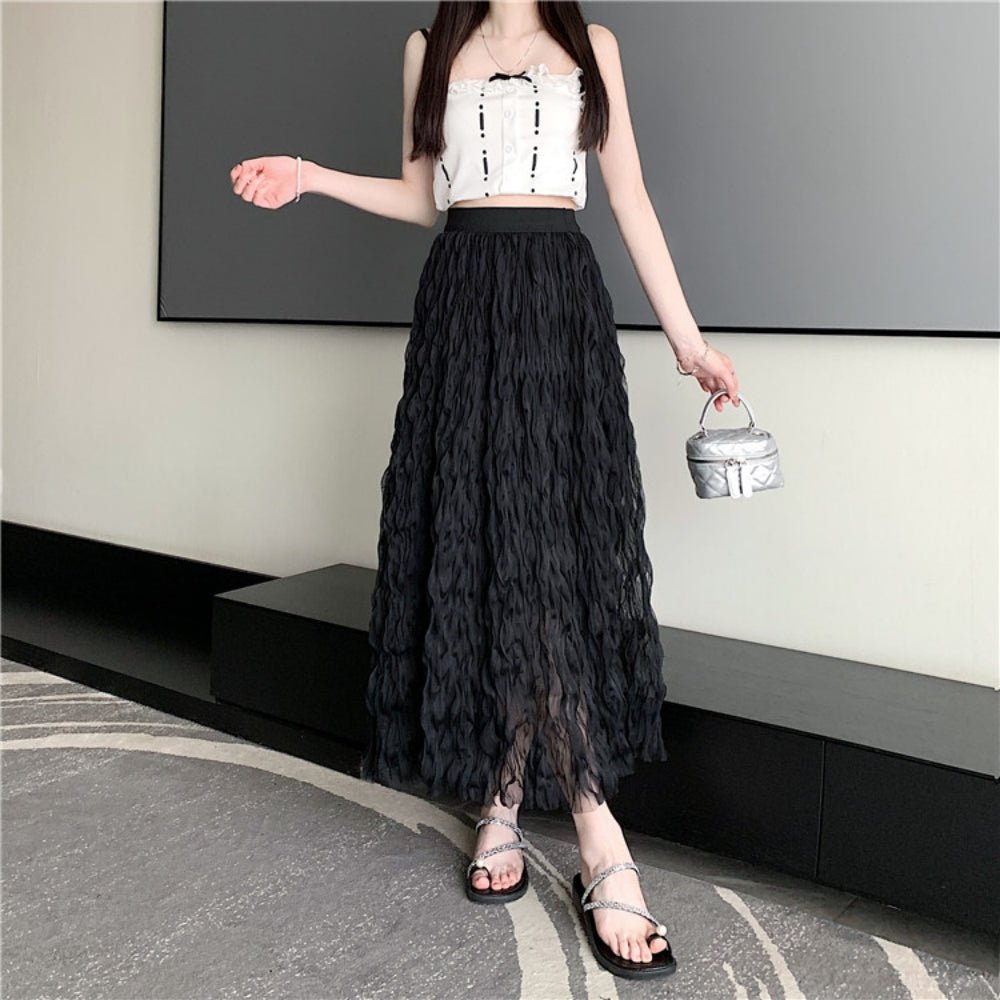 ウェーブプリーツシフォンマキシスカート｜オフィスカジュアル レディース 通販【ミレジェネ】