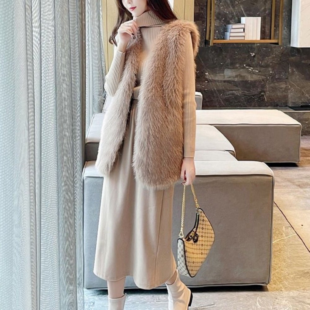 ミドル丈フェイクファーベスト｜オフィスカジュアル レディース 通販【ミレジェネ】