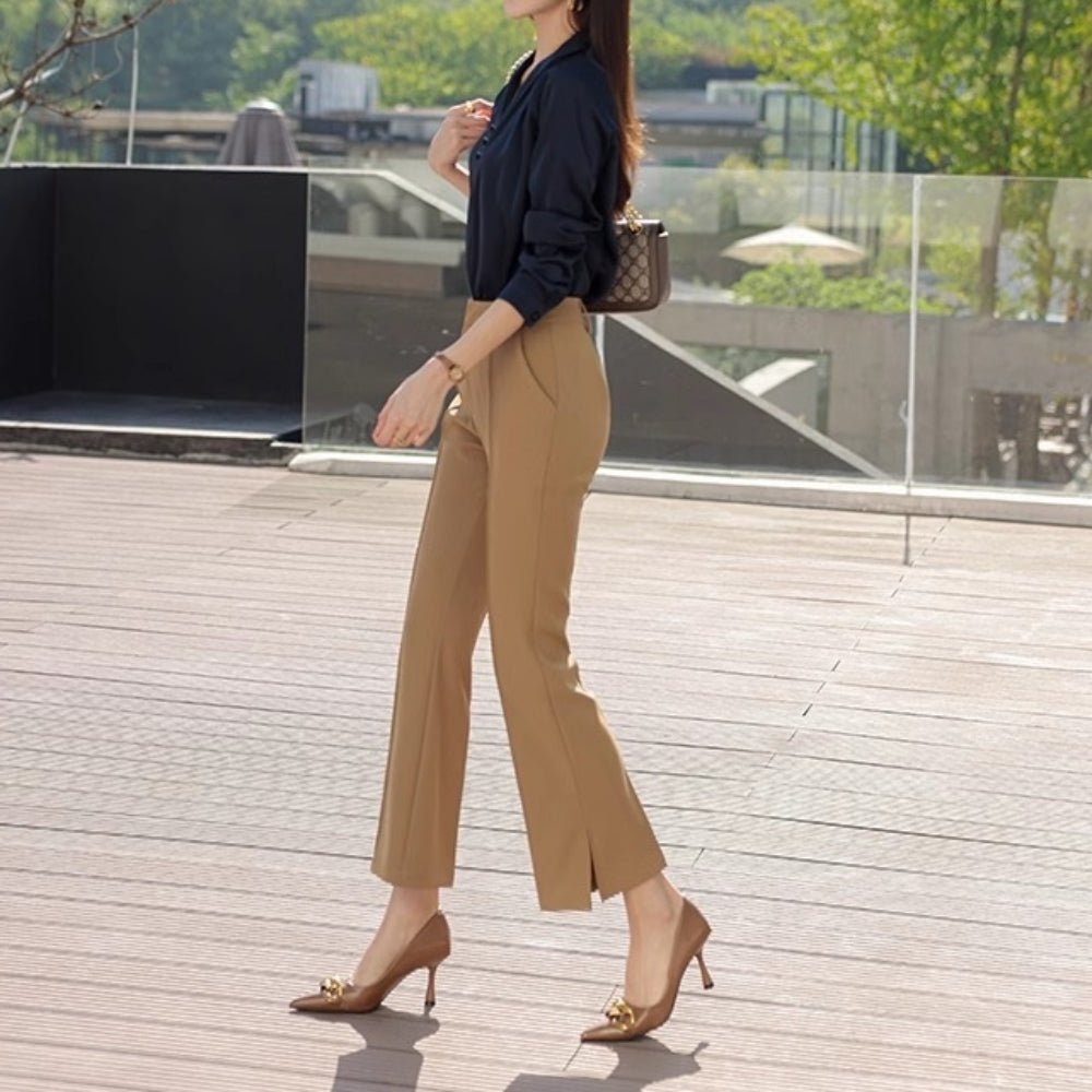 サイドスリット入りフレアパンツ｜オフィスカジュアル レディース 通販【ミレジェネ】