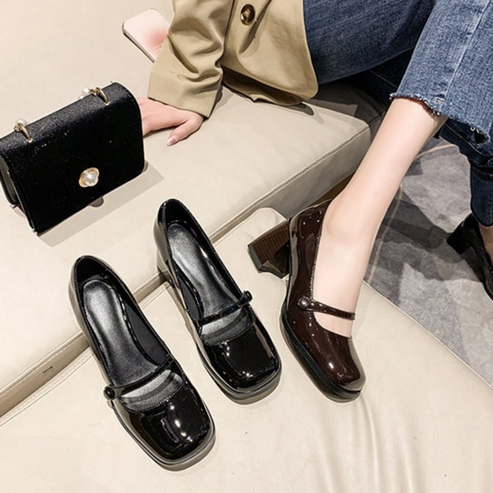 アッパーストラップスクエアトゥパンプス｜オフィスカジュアル レディース 通販【ミレジェネ】