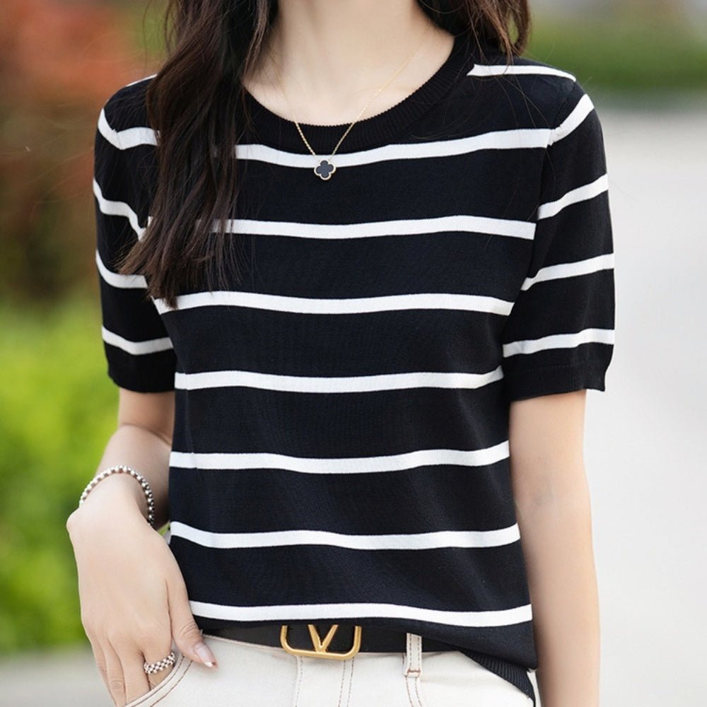 フレンチボーダー薄ニットトップス｜オフィスカジュアル レディース 通販【ミレジェネ】