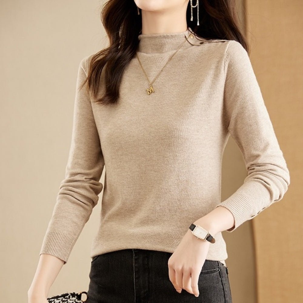 金ボタン付ハイネックセーター｜オフィスカジュアル レディース 通販【ミレジェネ】