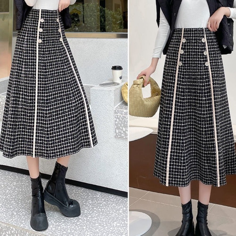 ライン入チェックスカート｜オフィスカジュアル レディース 通販【ミレジェネ】