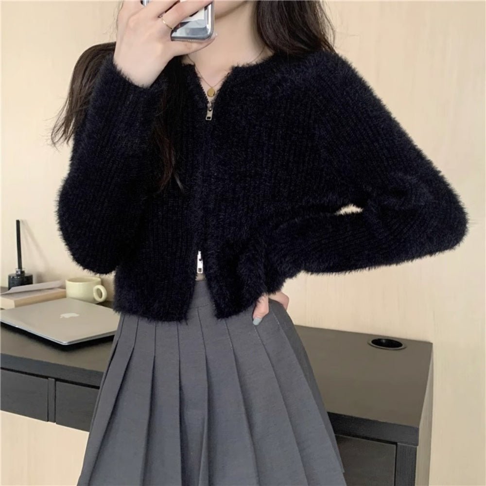 シャギージップアップカーディガン｜オフィスカジュアル レディース 通販【ミレジェネ】