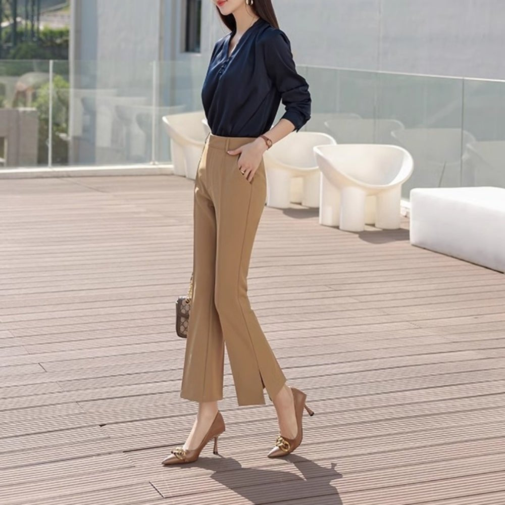 サイドスリット入りフレアパンツ｜オフィスカジュアル レディース 通販【ミレジェネ】