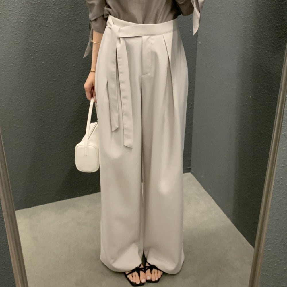 ロングベルト付きワイドストレートパンツ｜オフィスカジュアル レディース 通販【ミレジェネ】