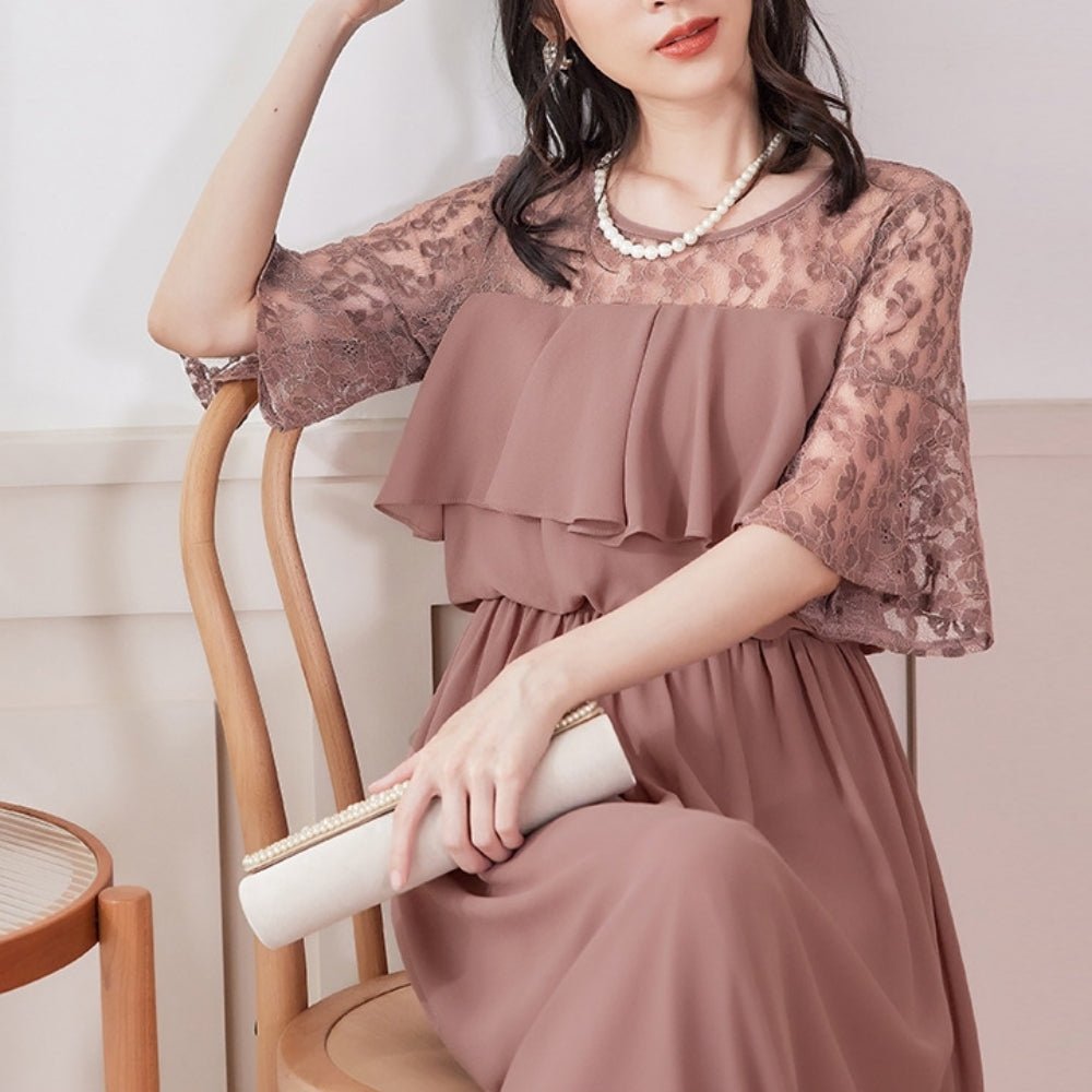 レース切り替えワンピース｜オフィスカジュアル レディース 通販【ミレジェネ】