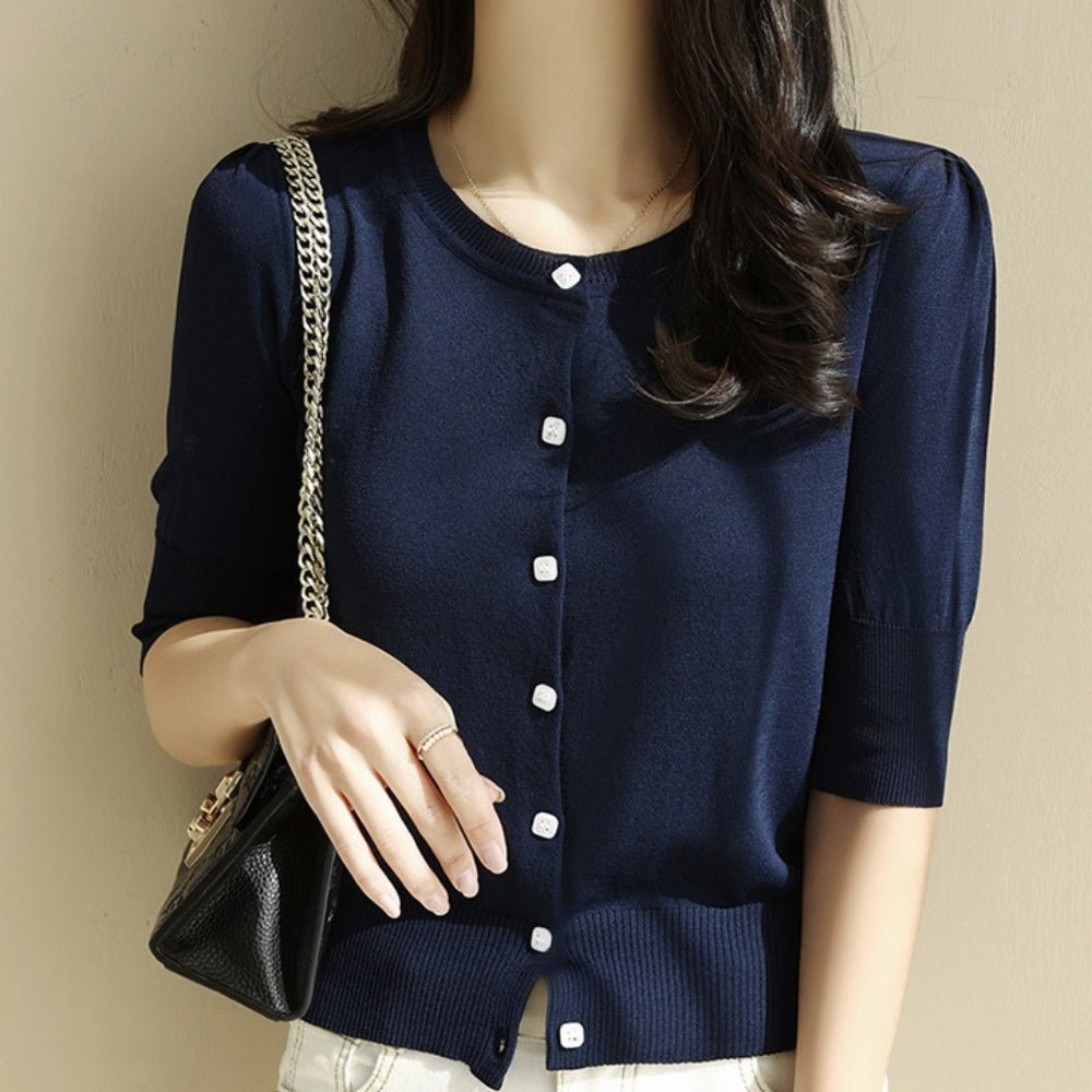 スクエアボタンサマーニット｜オフィスカジュアル レディース 通販