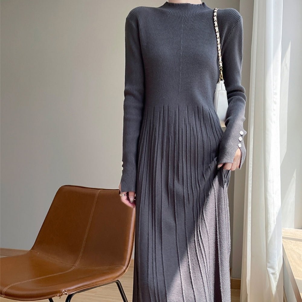 切り替えプリーツニットワンピース｜オフィスカジュアル レディース 通販【ミレジェネ】